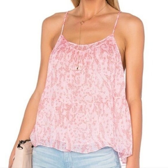 Diane Von Furstenberg Baylee Smocked Floral Silk Tank Sarasa Coral - Picture 11 of 12